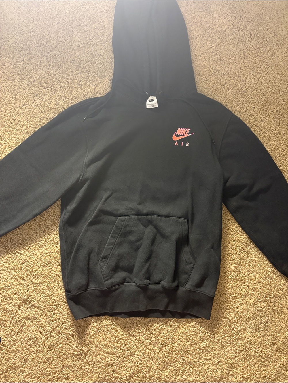 Nike Men's Black Air Running Hoodie with Coral Logo